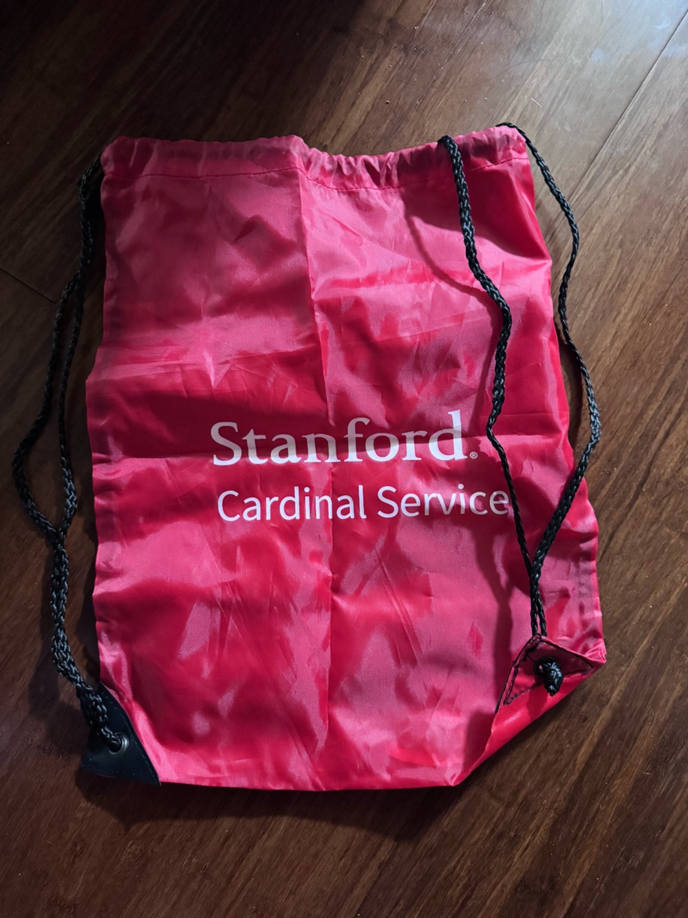 Stanford University Drawstring Cinch Bag White Print Logo Backpack Cardinal Red
